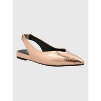 Ballerina Mujer Cuero Carmin Metalizada