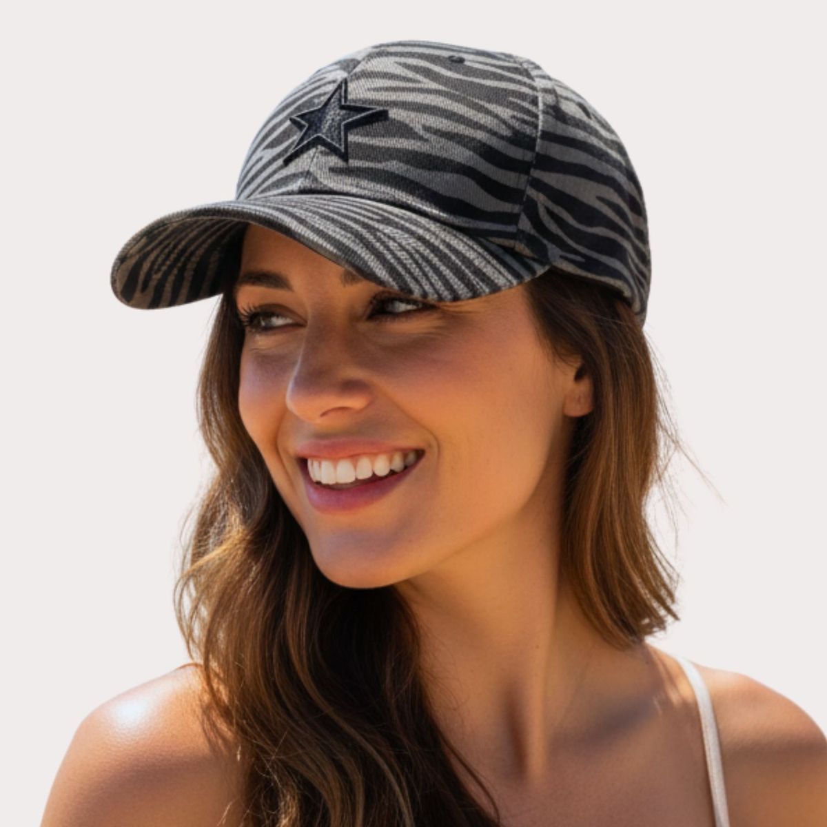 ANONIMASTORE - Gorra Jockey Mujer Cebra Estrella