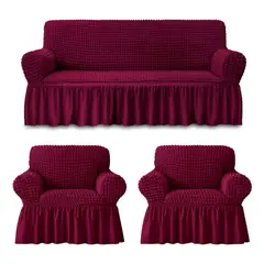 POLATTI - Juego de Fundas 3+1+1 Fundas de Sofás Cubre sillones Turcos Burdeo