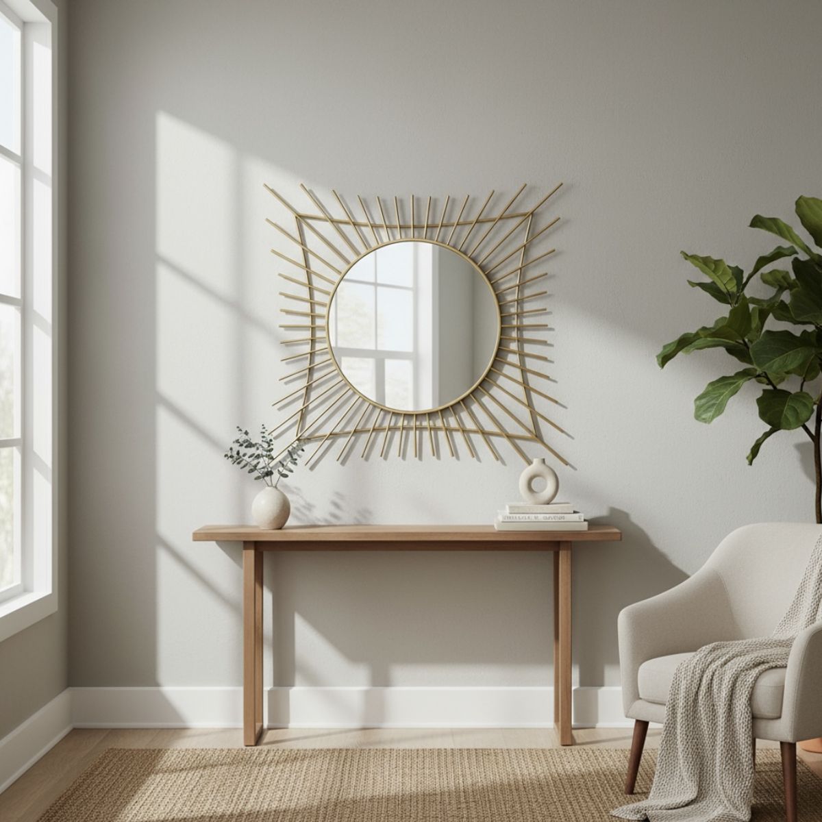 GENERICO - Espejo Decorativo Metálico Color Dorado