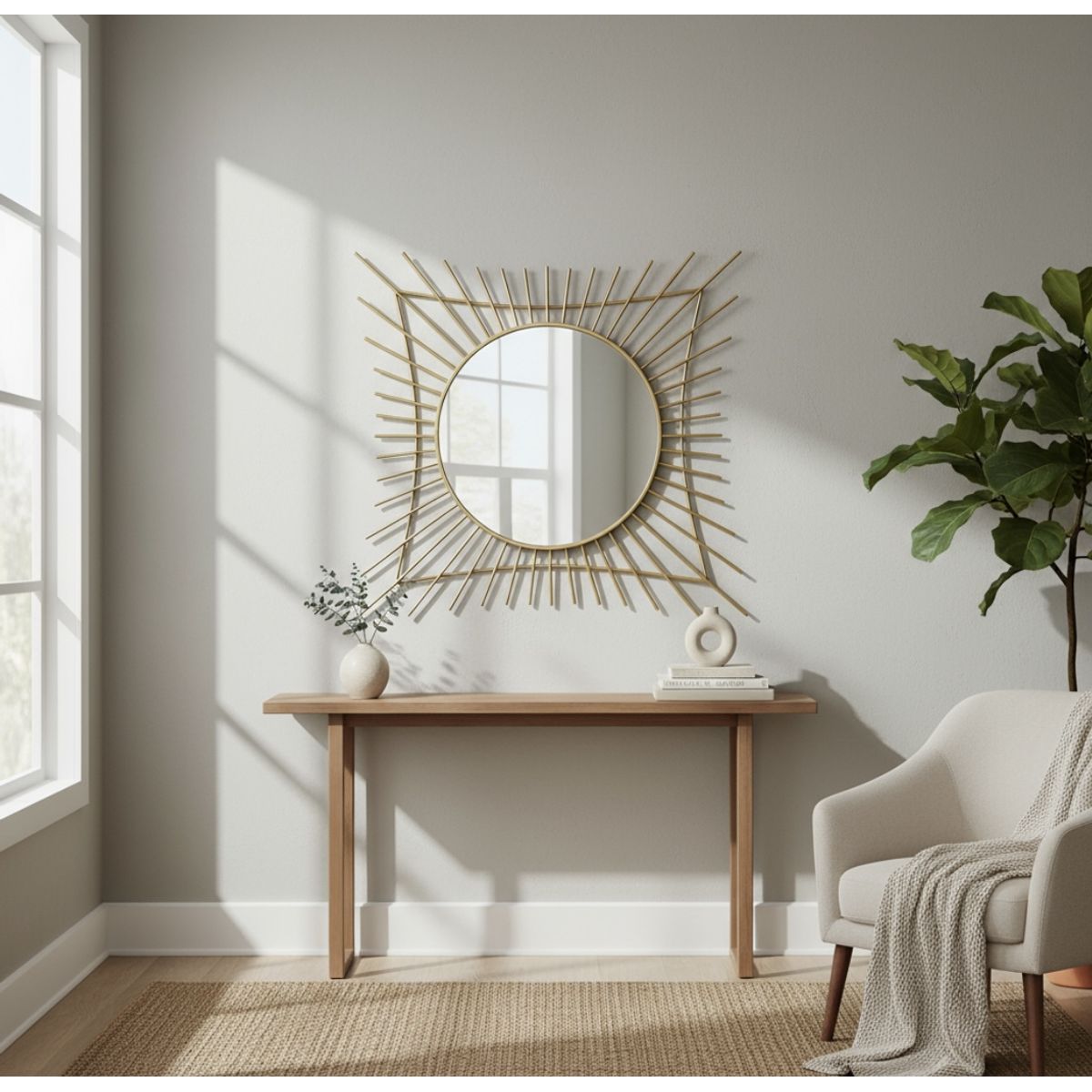 GENERICO - Espejo Decorativo Metálico Color Dorado