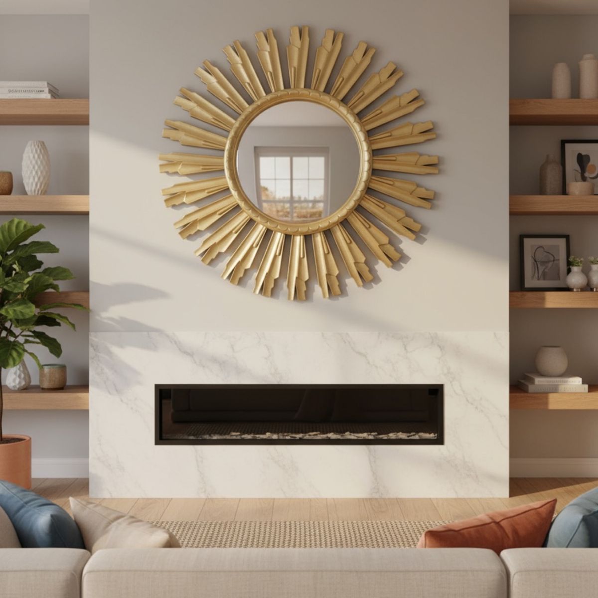 GENERICO - Espejo Decorativo Redondo Diseño Solar 40cm…