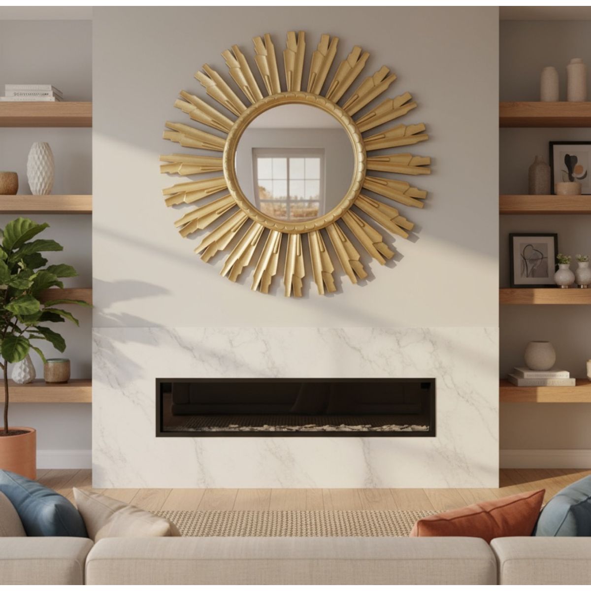 GENERICO - Espejo Decorativo Redondo Diseño Solar 40cm…