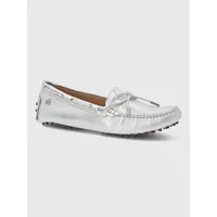 Mocasin Cuero Mujer Ribbon Metalizado