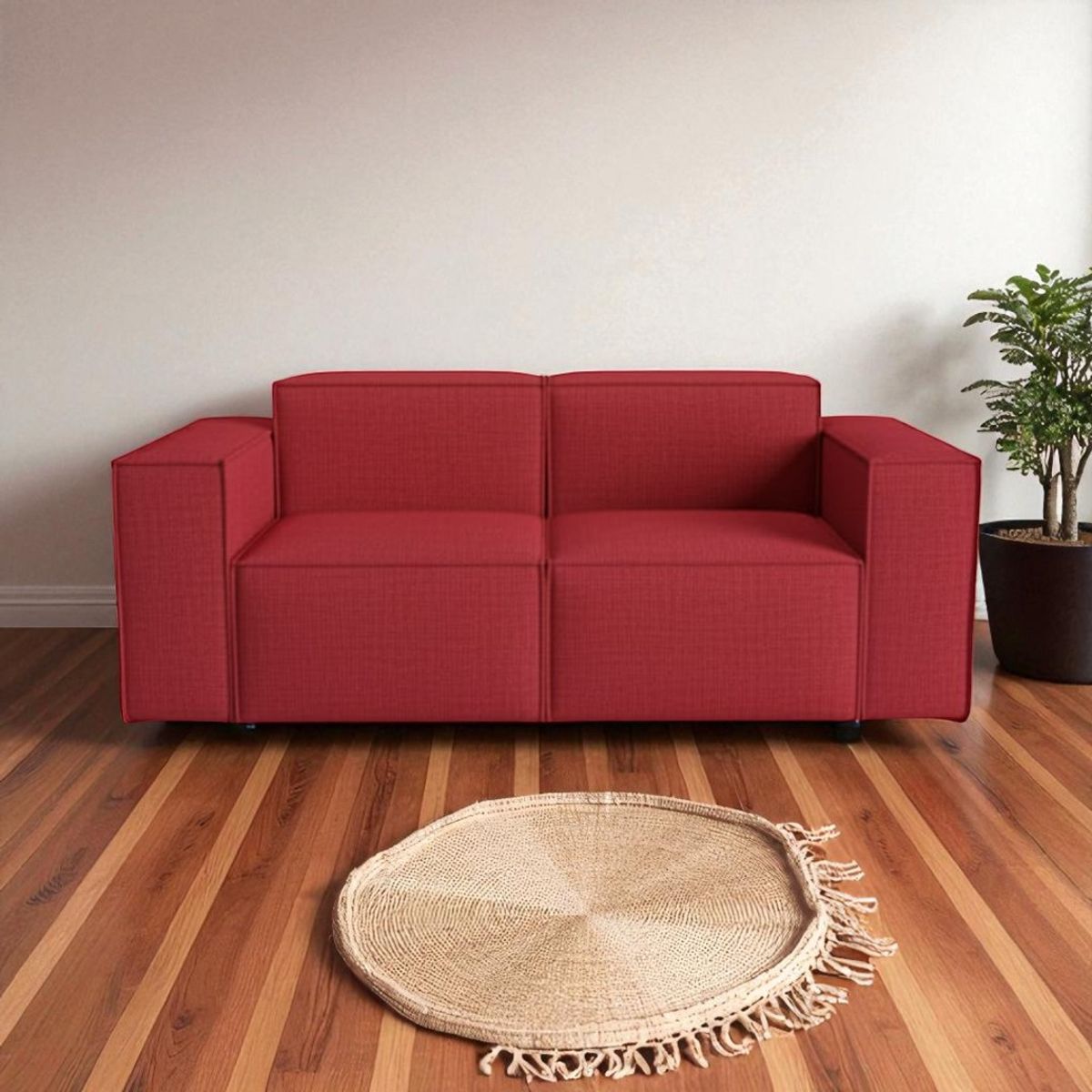DISEÑOS VALESTRINI - SOFA AURA TRES CUERPOS LINO ROJO