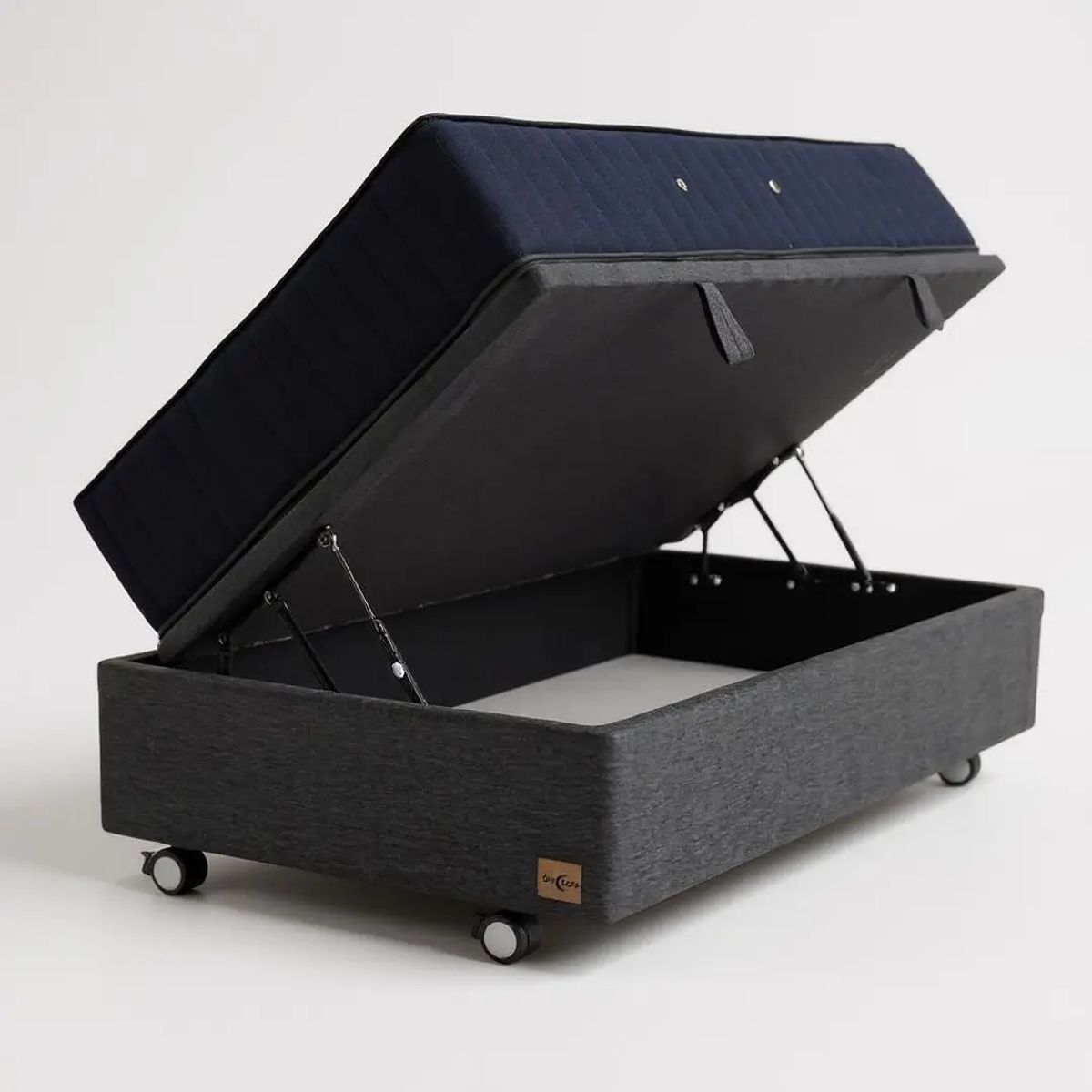 BLOCCARE - Cama Baul 1.5 Plaza L190+ Colchon CIC SUPER PREMIUM/Ruedas LOGO(Gris)