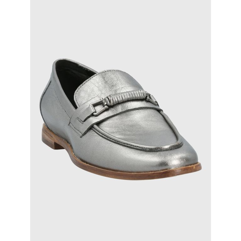 Mocasin Cuero Mujer Madsen Metalizado