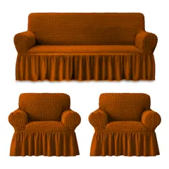 POLATTI - Juego de Fundas 3+1+1 Fundas de Sofás Cubre sillones Turcos Terracota
