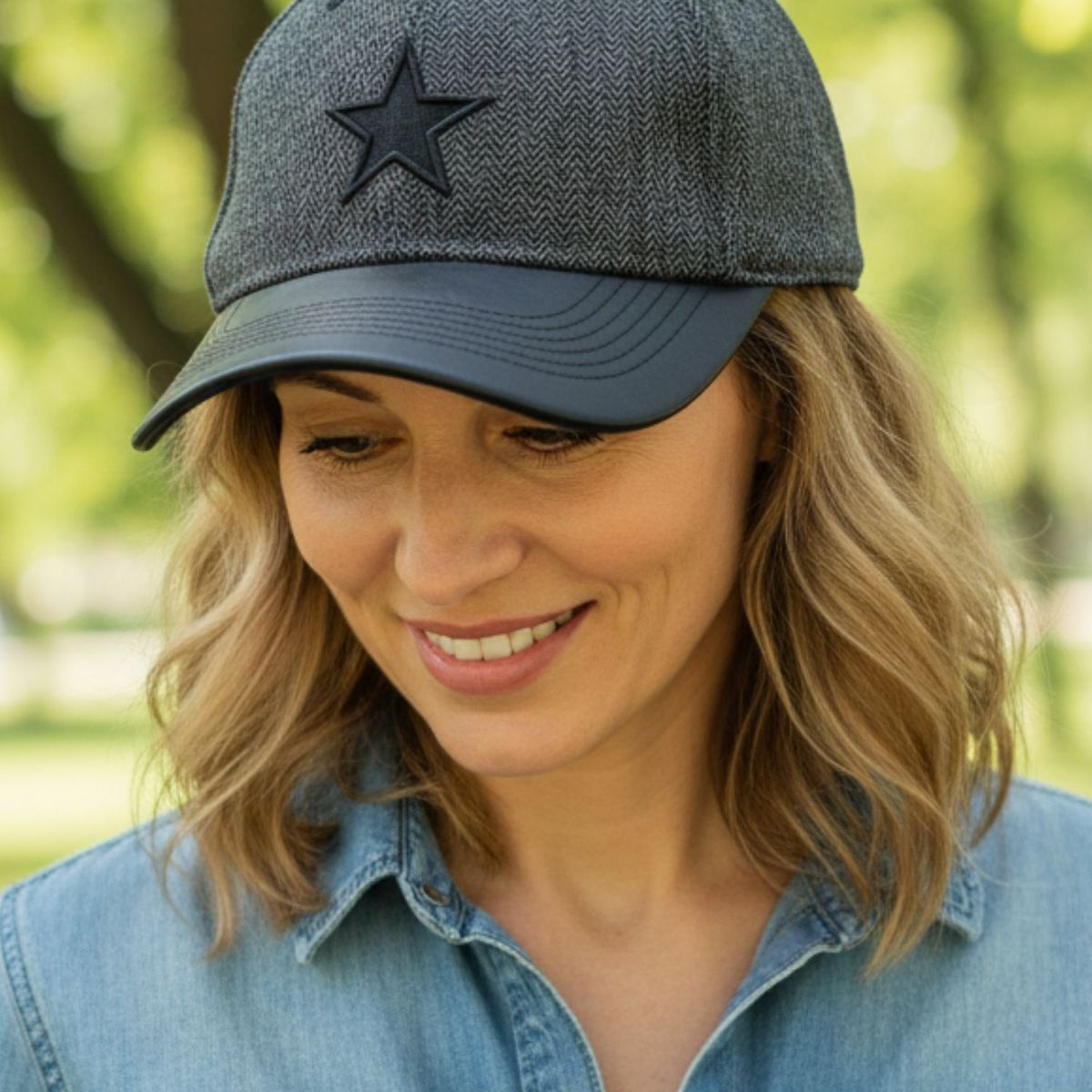 ANONIMASTORE - Gorro Jockey Mujer Estrella Bordada