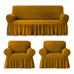 POLATTI - Juego de Fundas 3+1+1 Fundas de Sofás Cubre sillones Turcos Mostaza