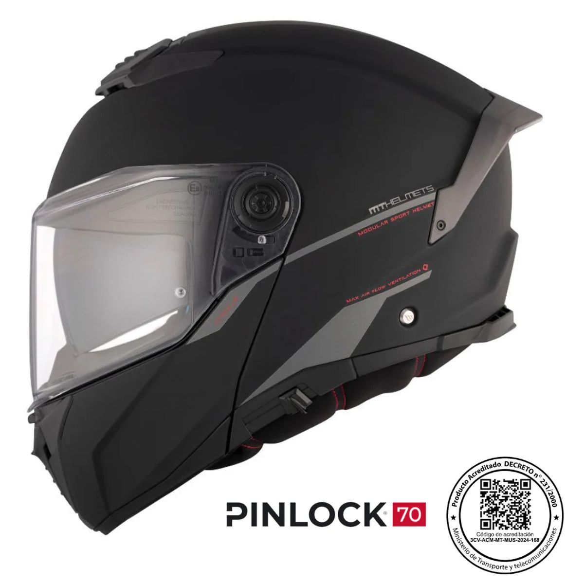 MT - Casco MT FU404SV Atom 2 SV Solid A1 Negro Mate + pinlock MT-V-35