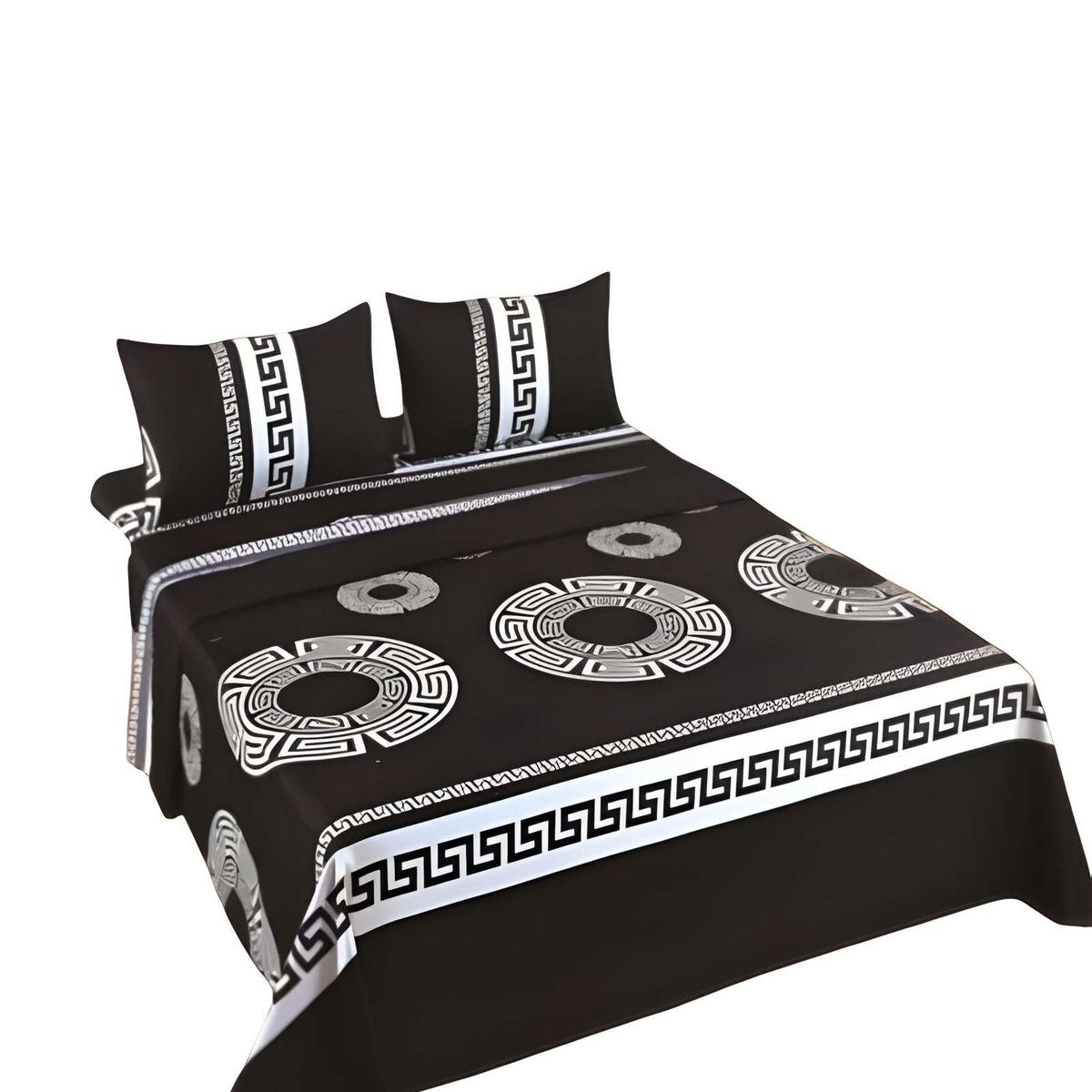 GENERICO - JUEGO DE SABANAS DISEÑO ESTAMPADAS 2 PLAZAS NEGRO2