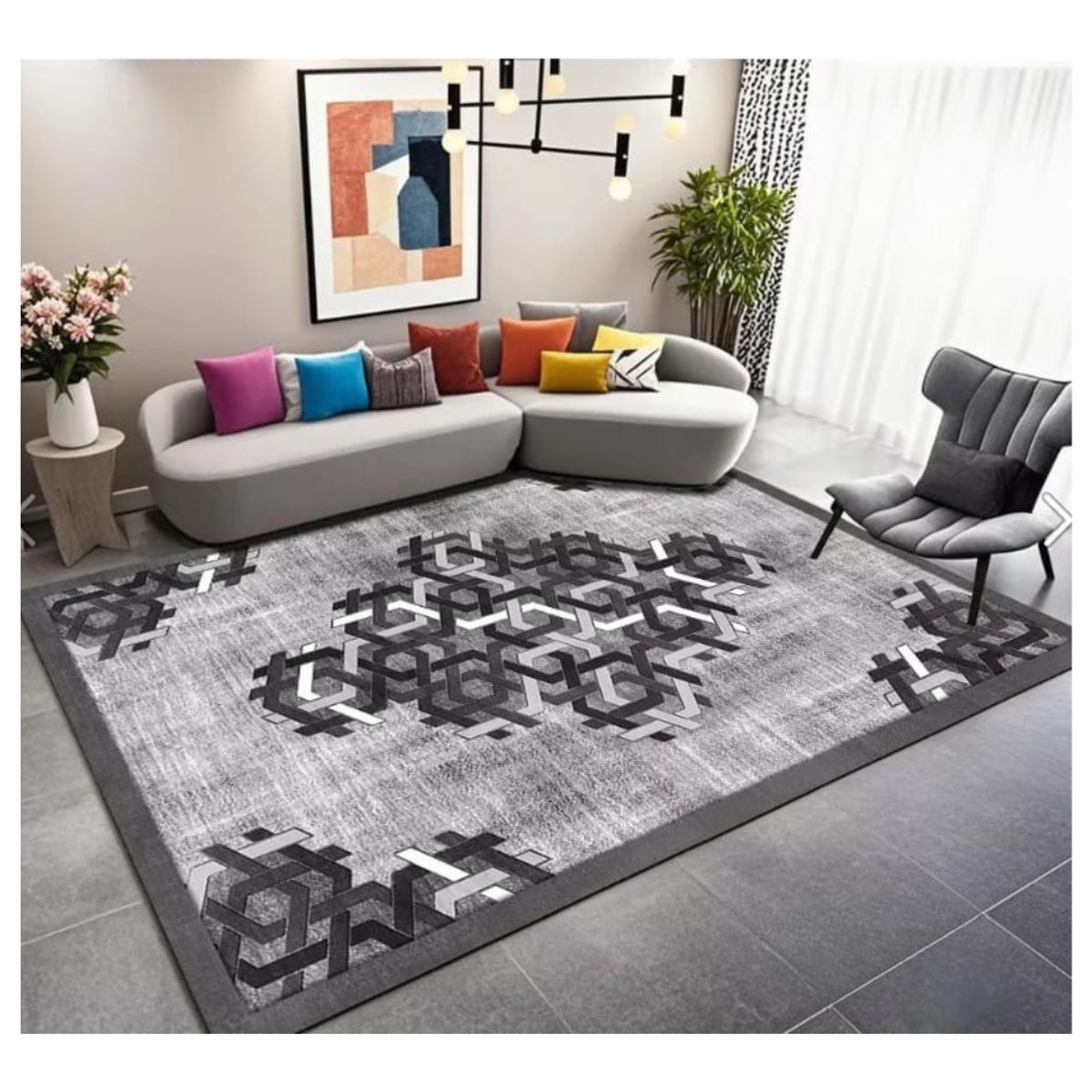 GENERICO - Alfombra Moderna Diseño Geométrico 3D Antideslizante 240x200cm