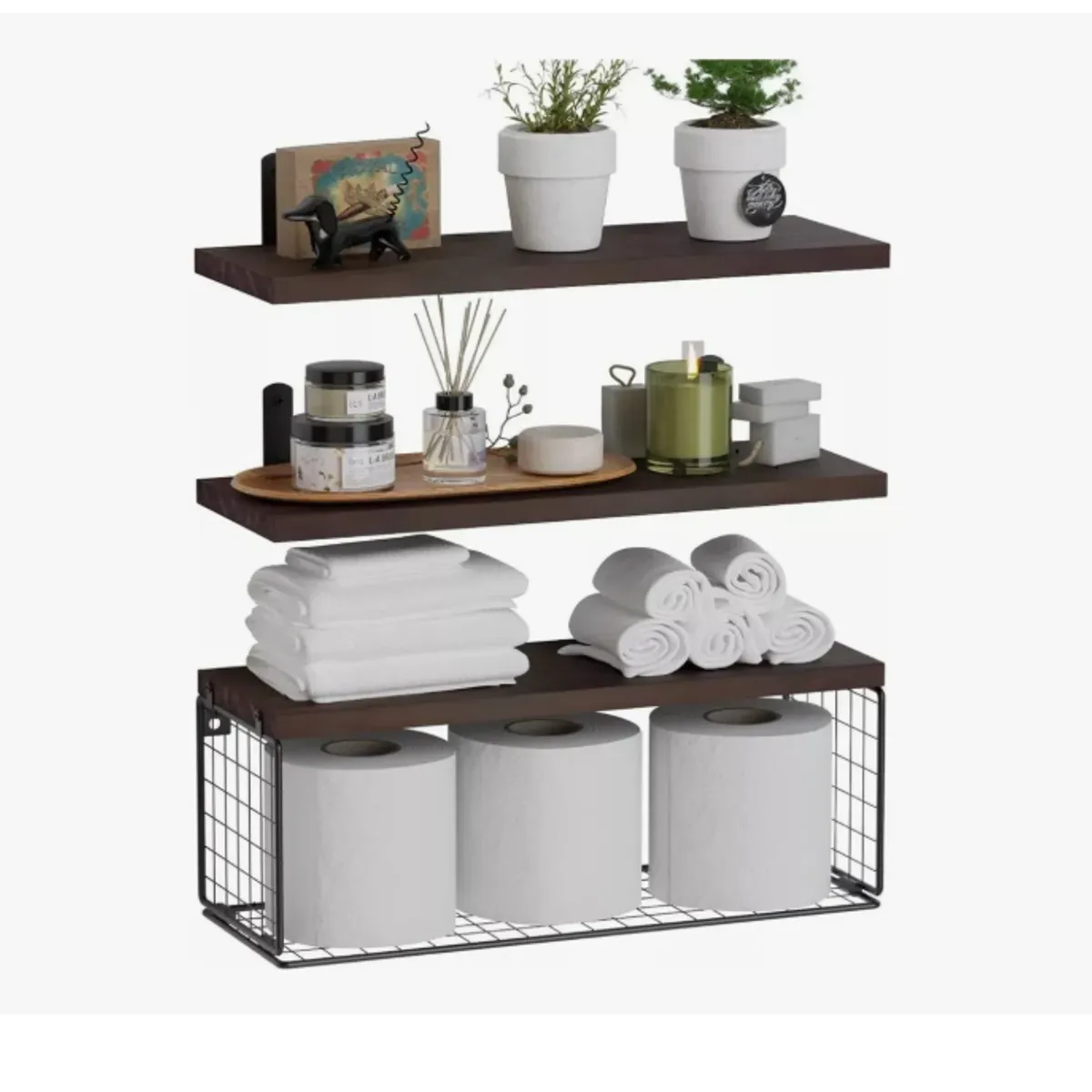 GENERICO - Repisas Flotantes De Madera Modernas Kit X3 Con Rejilla