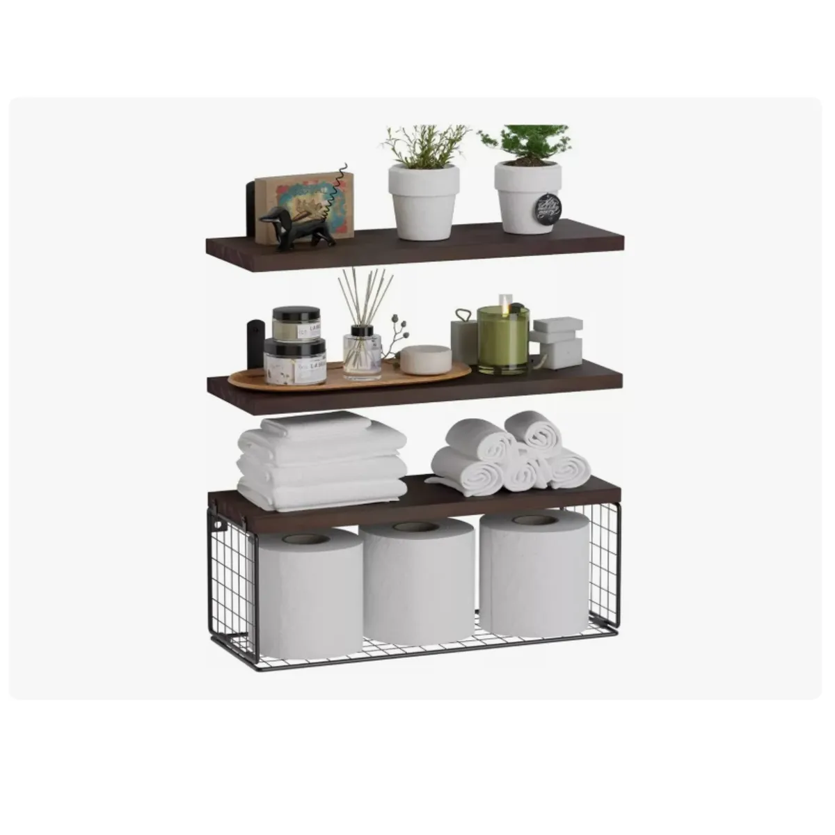 GENERICO - Repisas Flotantes De Madera Modernas Kit X3 Con Rejilla