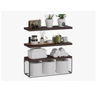 Repisas Flotantes De Madera Modernas Kit X3 Con Rejilla