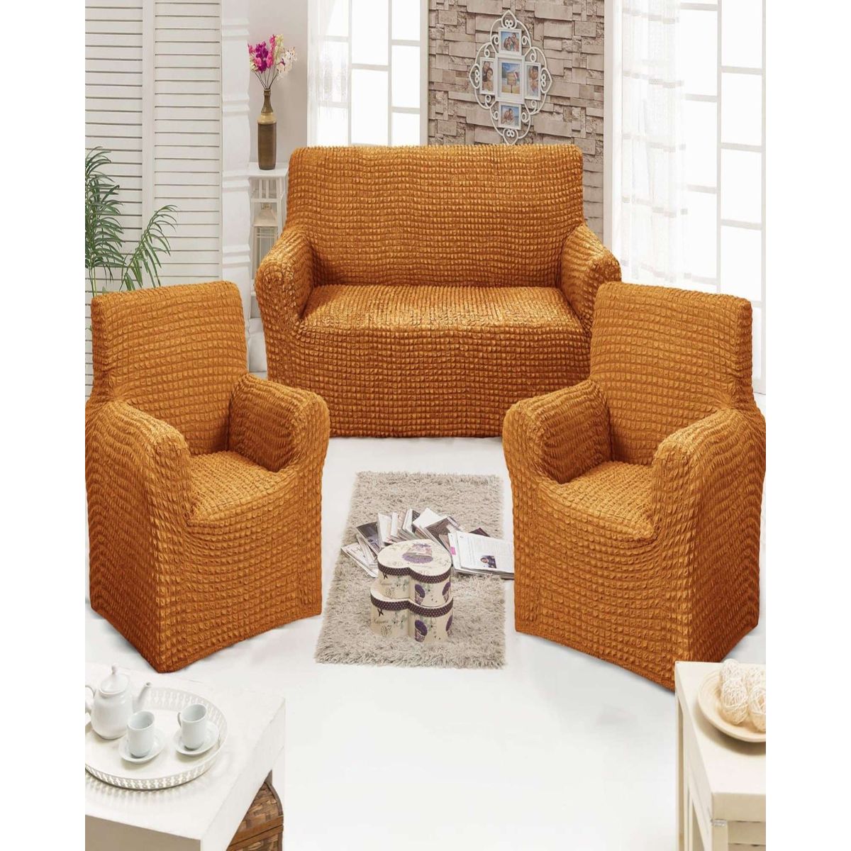 GENERICO - FUNDAS DE SOFA 3+1+1 - DISEÑO CUADRILLE