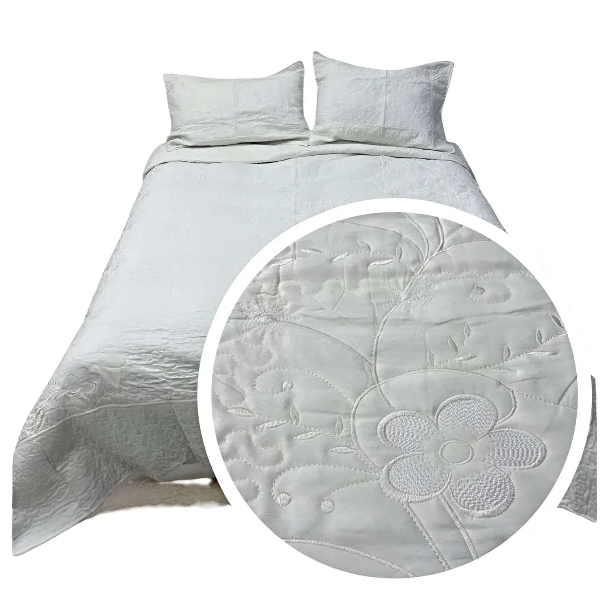 GENERICO - CUBRECAMA QUILT VERANO KING-SUPER KING BORDADO A8