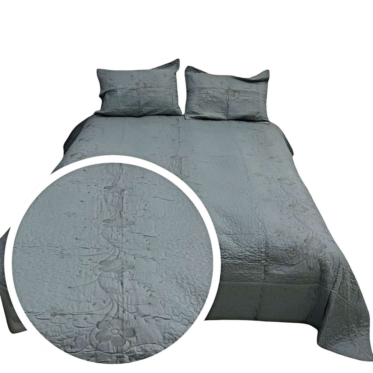 GENERICO - CUBRECAMA QUILT VERANO KING-SUPER KING BORDADO A11