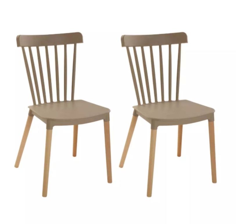 Pack 2 Silla de comedor windsor de polipropileno Beige