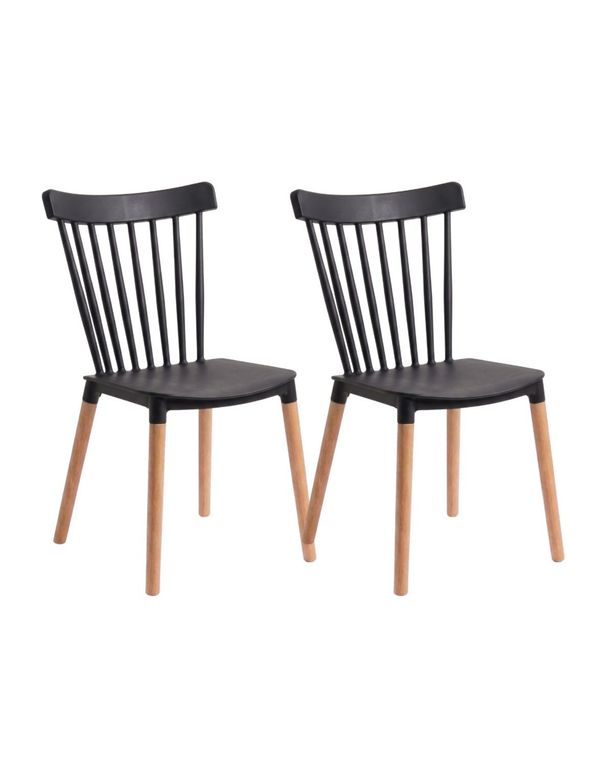 Pack 2 Silla de comedor windsor de polipropileno Negro