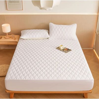 Imagen 2 del producto Cubre colchón blanco 2 plaza protector impermeable 2 funda de almohada