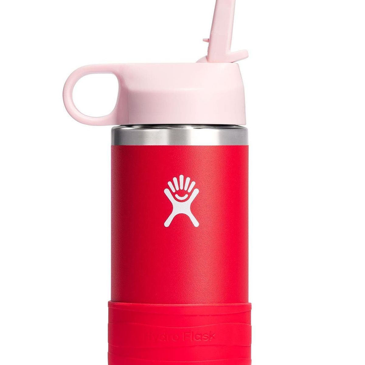 HYDRO FLASK - Botella Niños Boca Ancha Bombilla Y Funda 354 Ml Rojo