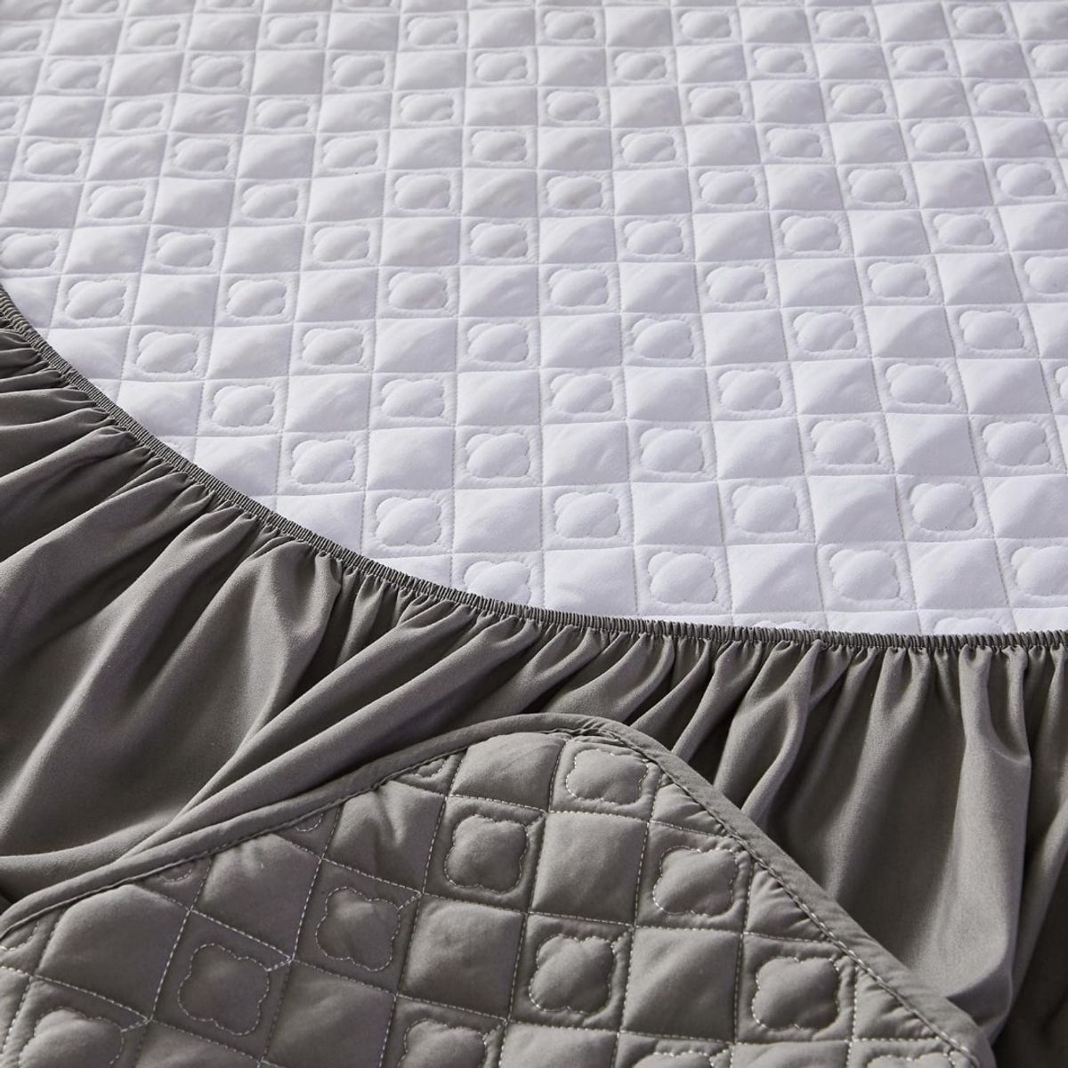 GENERICO - cubre colchón GRIS OSCURO 2 plaza protector impermeable 2 funda de almohada