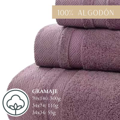 Imagen 2 del producto Juego de Toallas para Cuerpo Manos Y Cara de Algodon Gruesas Burdeo