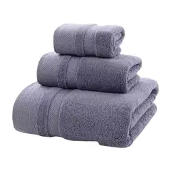 GENERICO - Juego de Toallas para Cuerpo Manos Y Cara de Algodon Gruesas Gris Oscuro