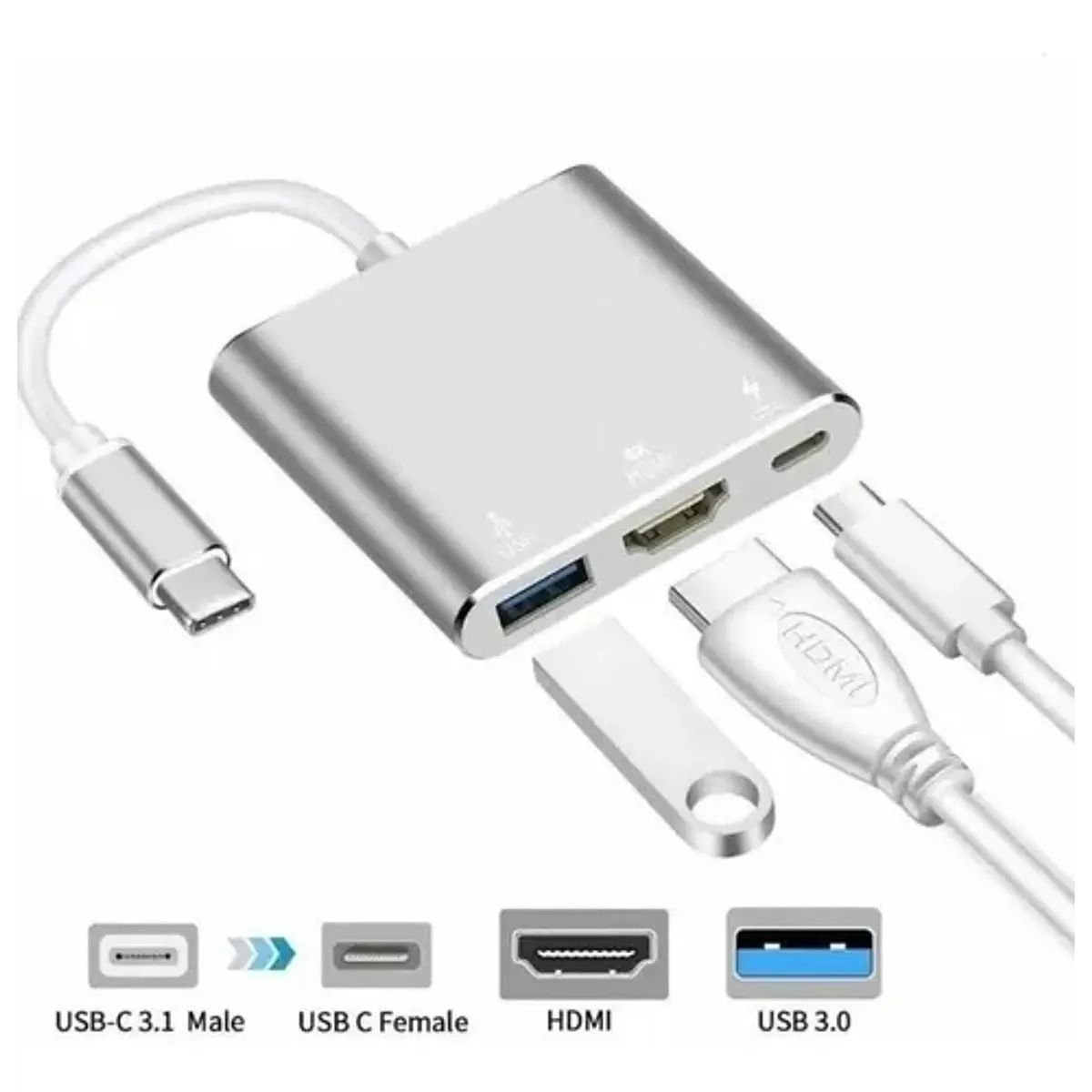 DM - Adaptador Dm USB-C a HDMI / USB 3.0 / USB-C