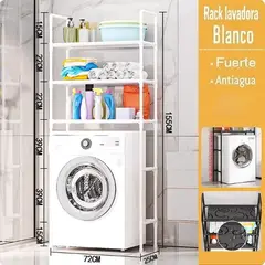 OASIS - Organizador Estante 3 Niveles De Lavadora Baño Metalico Rack Blanco