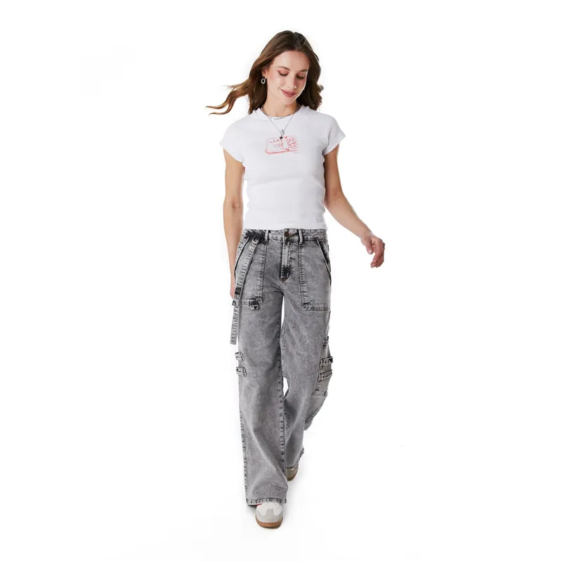 EFESIS - POLERA MILLER BABY TEE ESTAMPADA BLANCO EFESIS