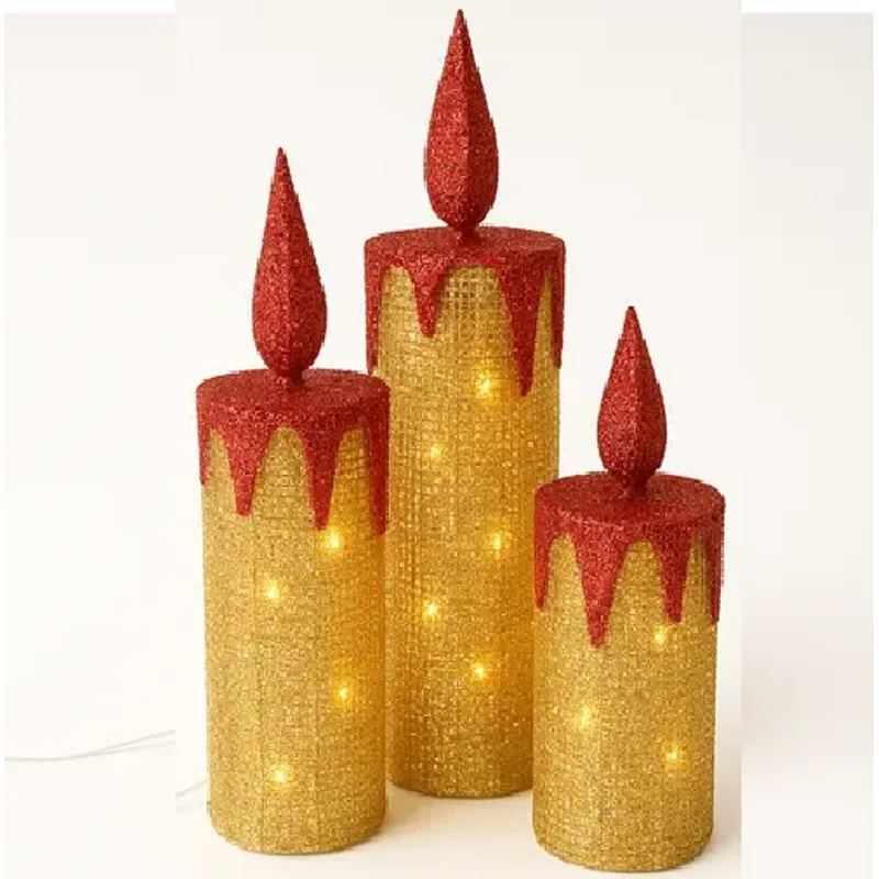 THIS IS FELIZ NAVIDAD - Adorno Navidad 3 Velas Con Luz Led