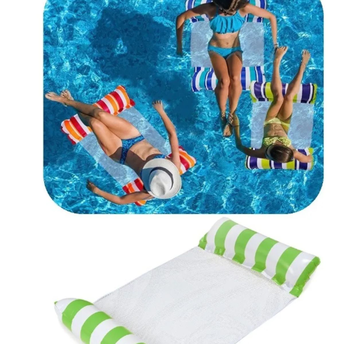 GENERICO - Flotador Silla Hamaca Colchón Inflable Piscina Adulto 136 Kg