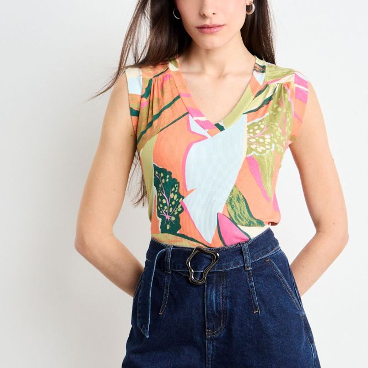 IO - Polera Sin Mangas Mujer Naranjo iO