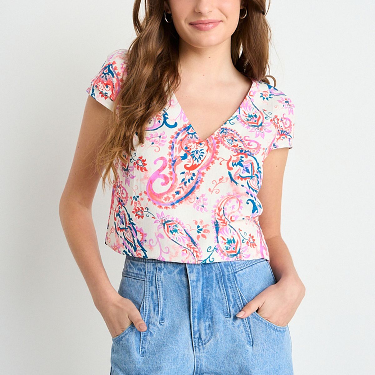 IO - Blusa Manga Corta Crudo Mujer iO