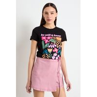 Polera Manga Corta Negro Mujer