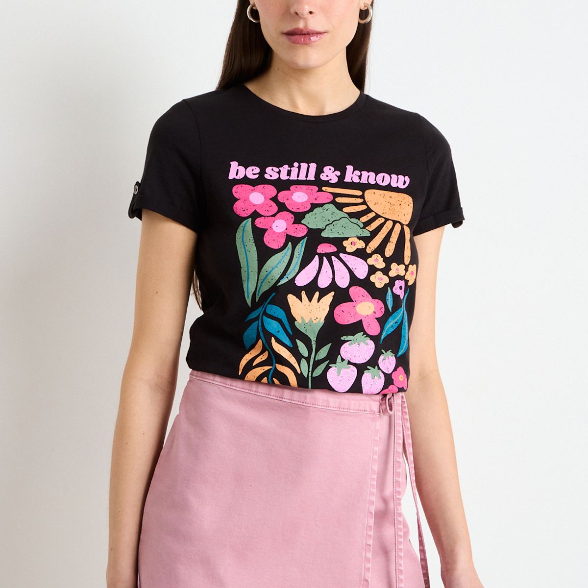 IO - Polera Manga Corta Negro Mujer iO