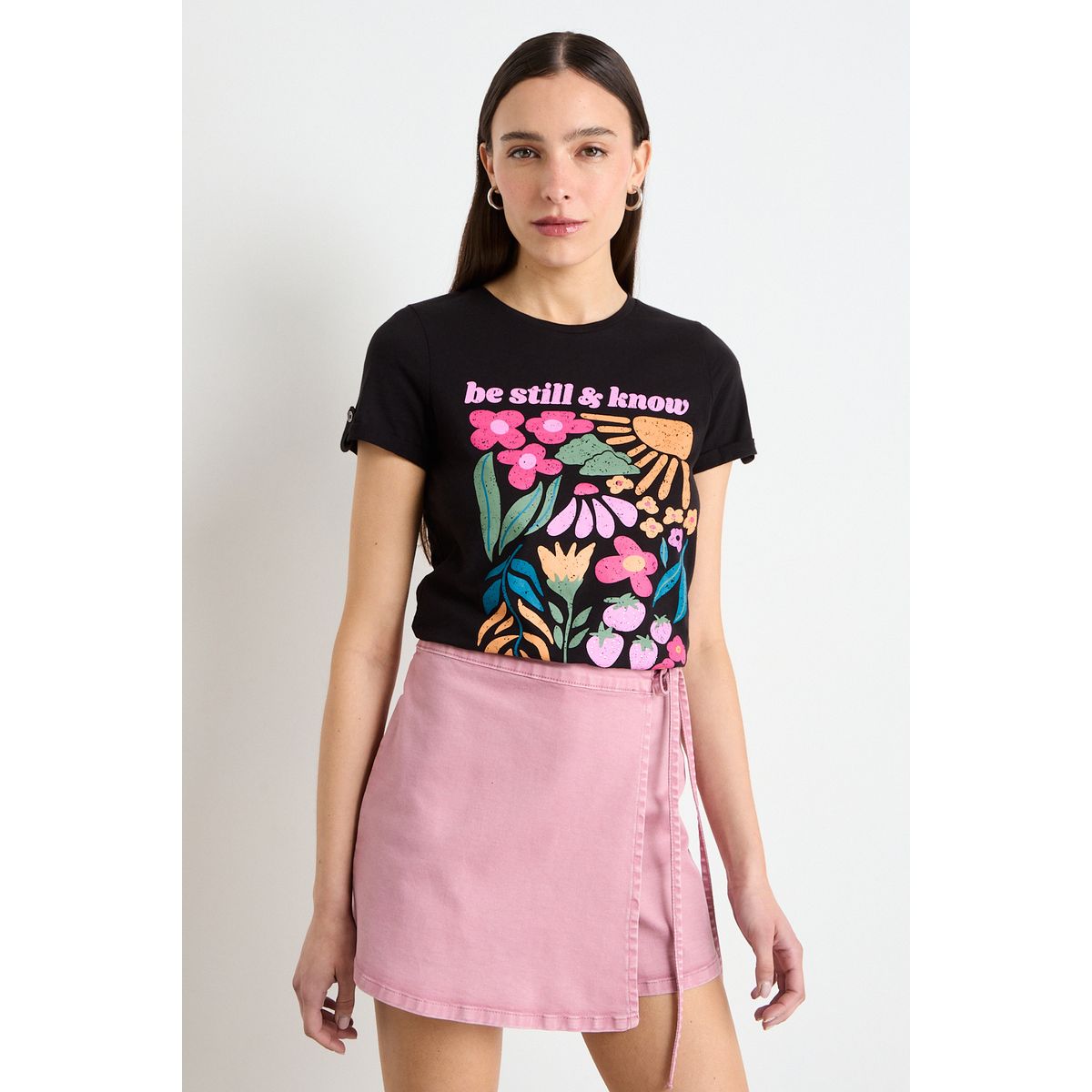 IO - Polera Manga Corta Negro Mujer iO