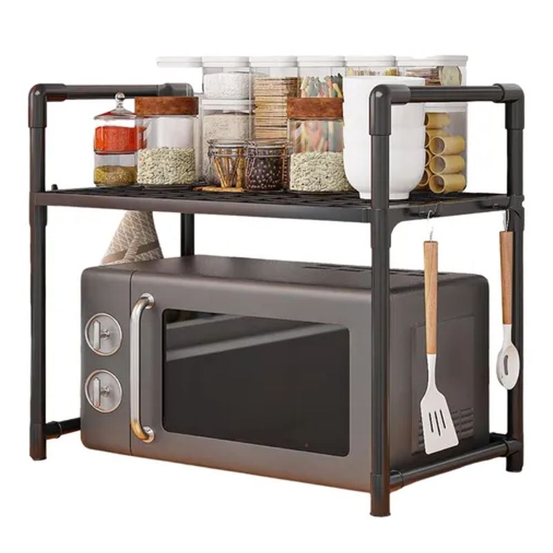 GENERICO - Organizador Con Estantante Para Microondas Cocina Negro