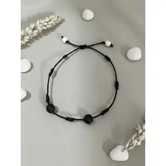HAOKIDS - Pulsera negra hombre un amuleto con 7 nudos de protección y suerte