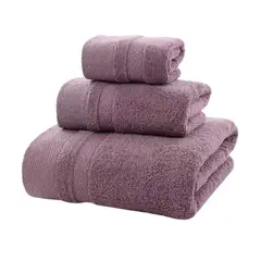 GARSIL - Set De 3 Toallas Para Cuerpo Manos Y Cara De Algodon Burdeo