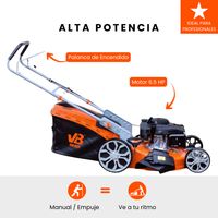 Cortadora de pasto a bencina manual 6.5 HP 196cc corte 56cm de 70L