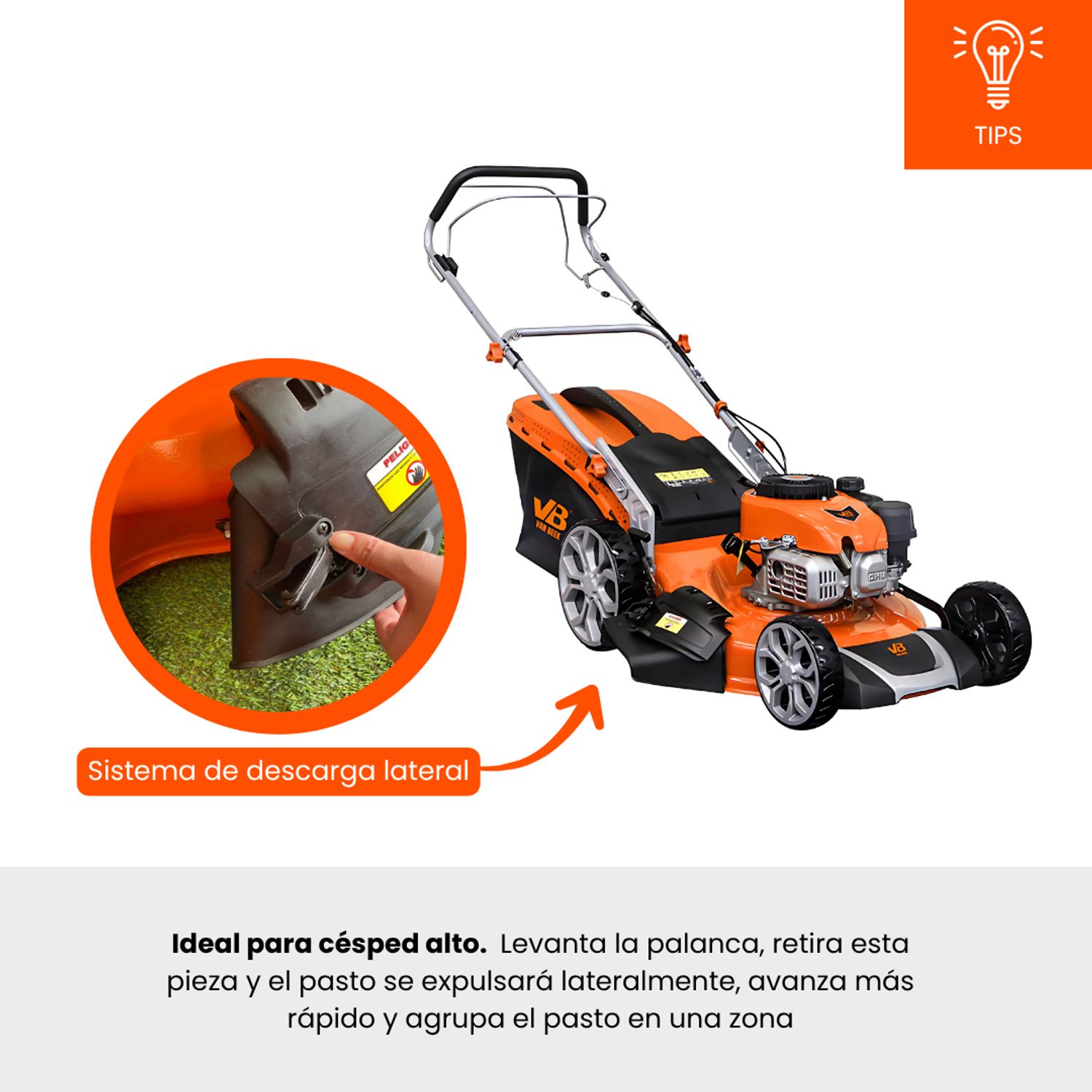 VAN BEEK Cortadora de pasto a bencina manual 6.5 HP 196cc corte
