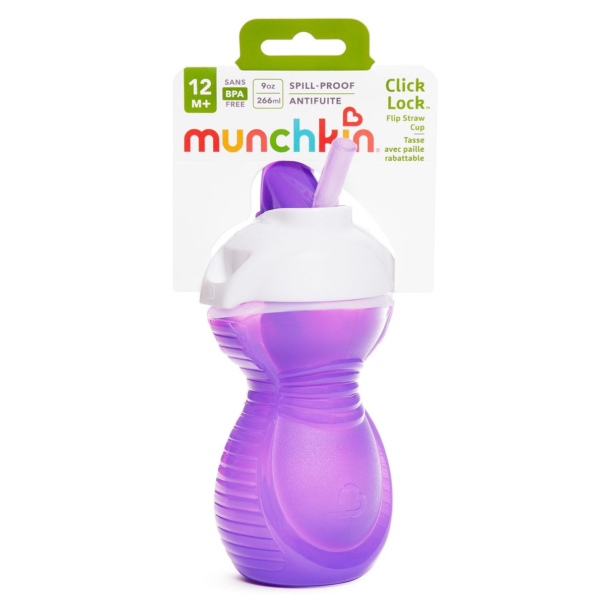 MUNCHKIN - Vaso Antiderrame con Bombilla Flip Click and Lock 260Ml Munchkin