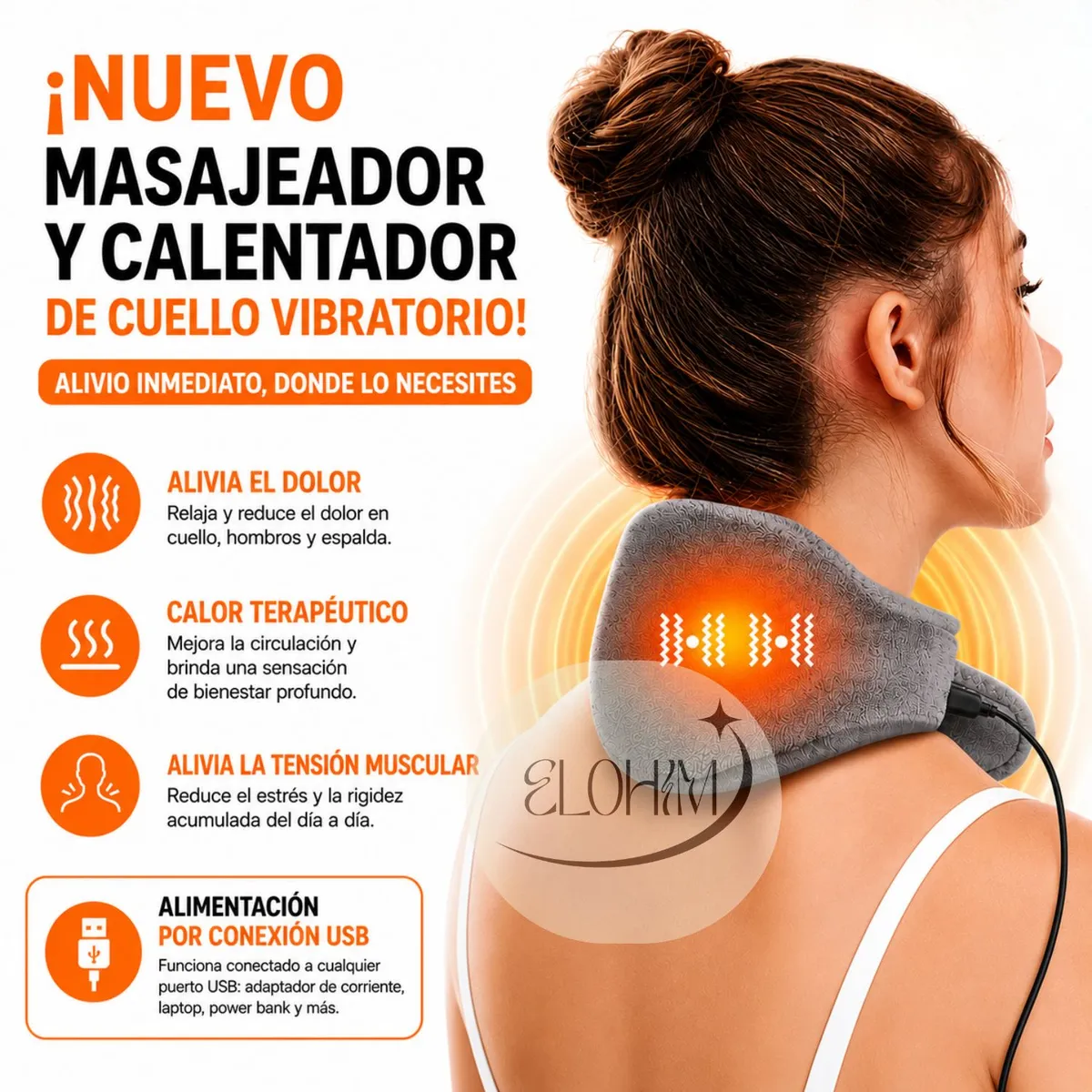 GENERICO - MASAJEADOR Y CALENTADOR DE CUELLO, 2 EN 1-  "La Solución Ideal para Aliviar el Dolor y la Rigidez"