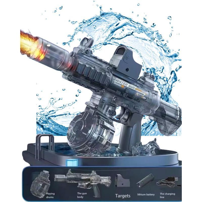 GENERICO - Juguete Pistola Automatica Lanza agua gris M416