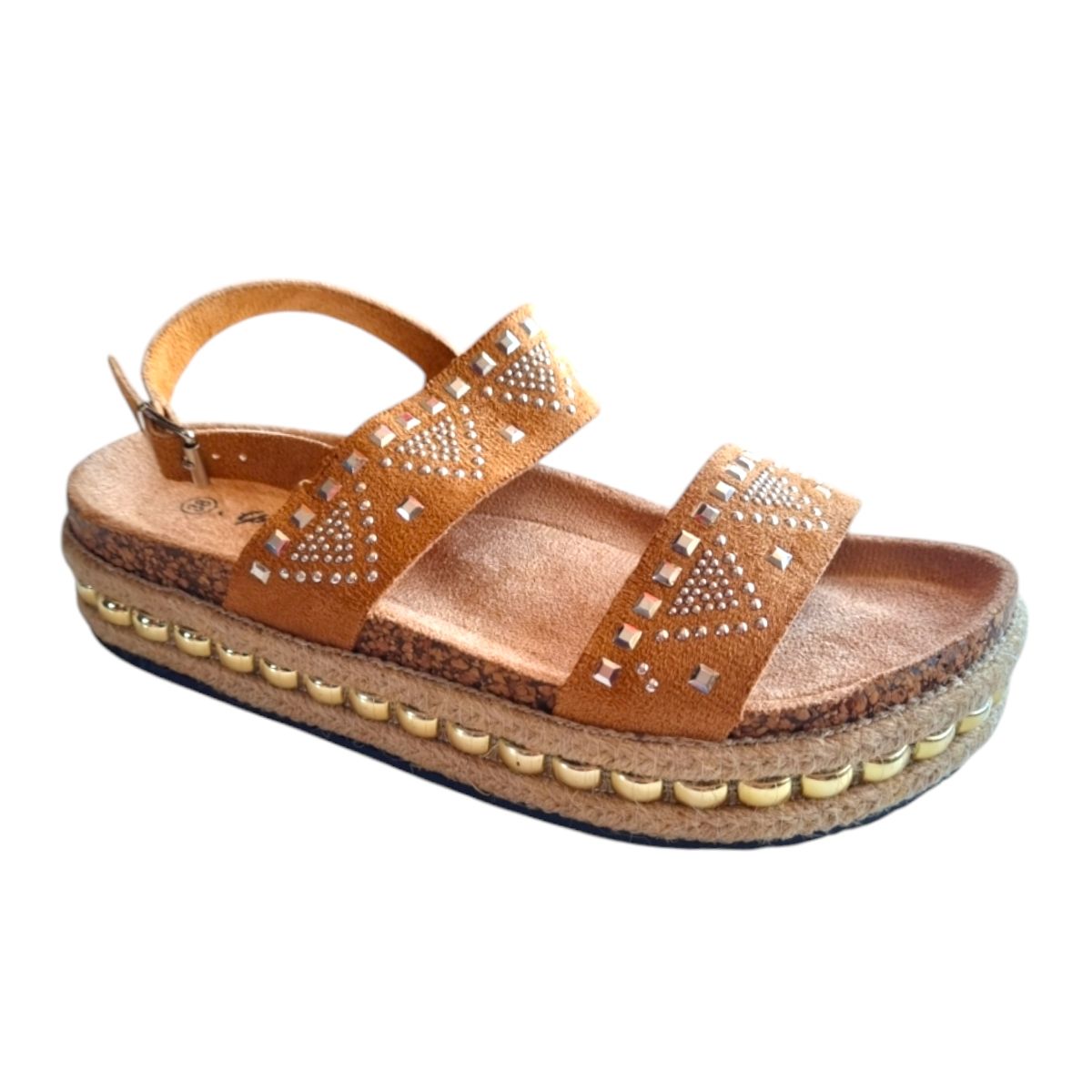 HERIEL - Sandalias Gamuza Plataforma Marrón