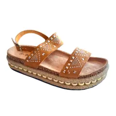 HERIEL - Sandalias Gamuza Plataforma Marrón